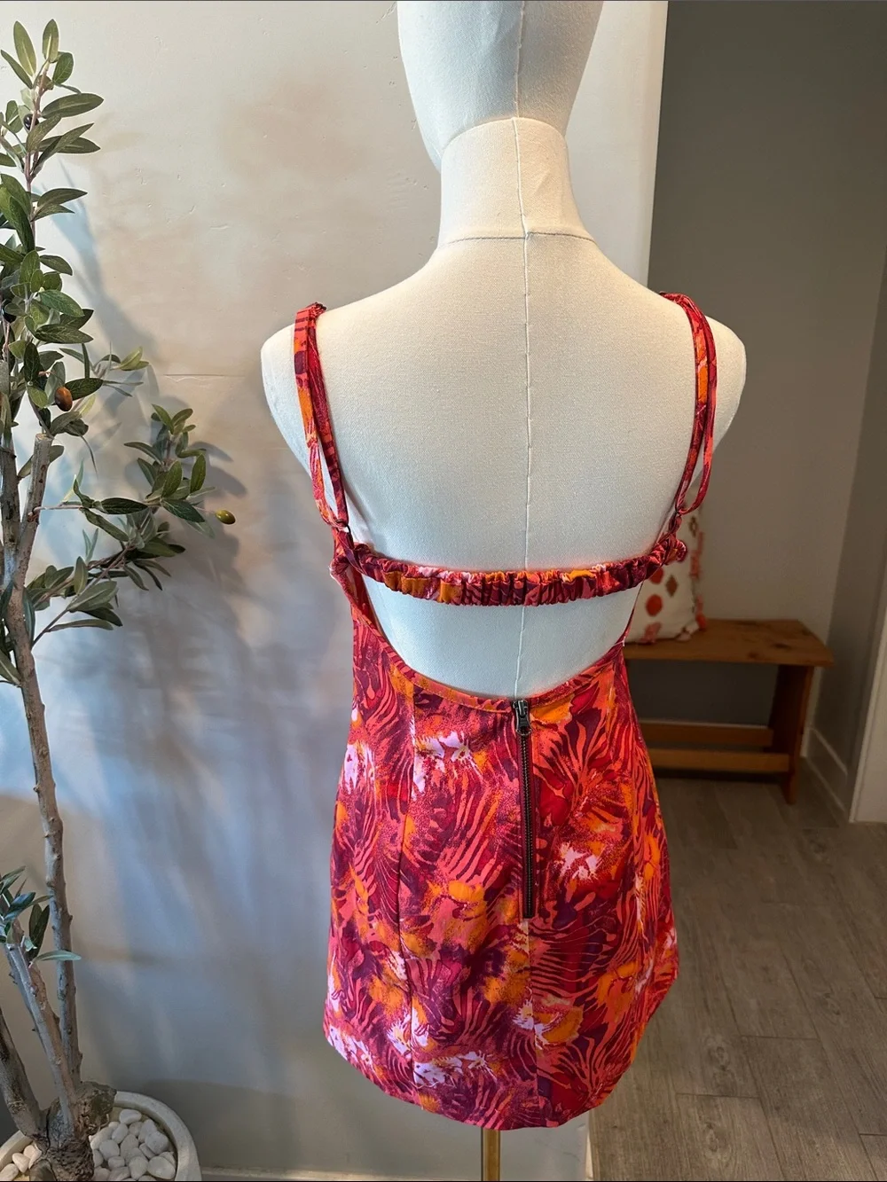 Free People Kerri Mini‎ Dress in Heatwave Combo New!
